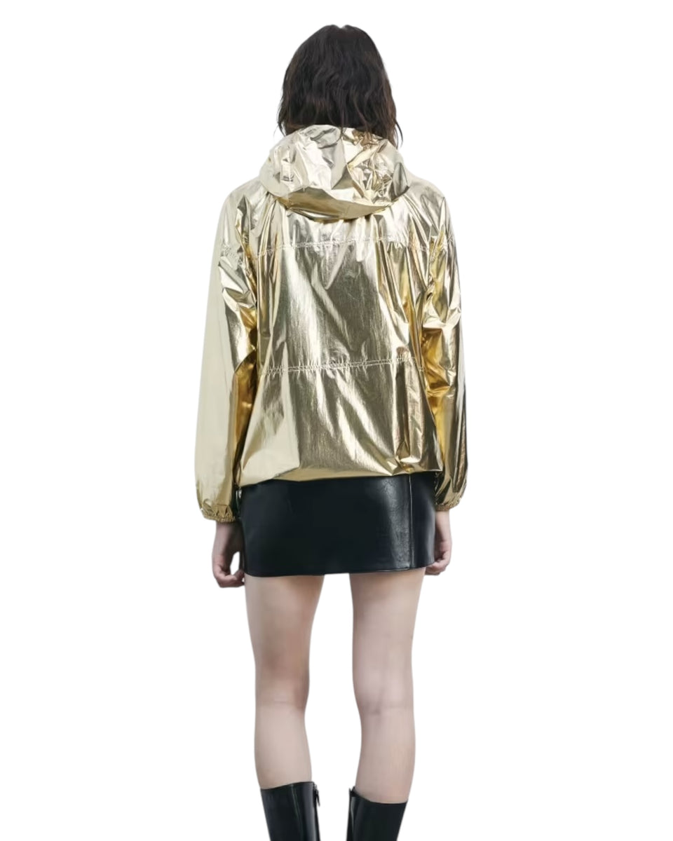 GOLD / ゴールドSILK NEP TWILL RAILOAD JACKET Gold Windbreaker Jacket – Mélange de Luxe